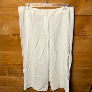 Vince Camuto Solid Wide Leg Pants Women' 16 Ultra White Zip Fly Belt Loops Caual